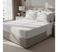 Whites of London | 100% Organic Cotton Percale Fitted Sheet | Luxury 200 Thread Count | Breathable & Crisp | GOTS-Certified Cotton | 40cm Deep Fitted Sheet (Double, White)