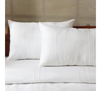 Whites of London | Heirloom Luxury Collection White Linen Pillowcase Set | 100% French Linen | Hand-Guided Pintucked & Hemstitched Detail | 2 Pillowcases (50 x 75 cm, White, Striped)