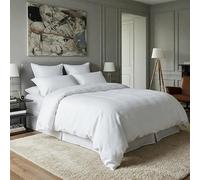 Whites of London | Luxury White Linen Bedding Set | 100% French Linen | Ultra-Soft & Breathable | Hand Embroidered Pillowcase | 1 Duvet Cover & 2 Pillowcases (Super King, White, Solid)