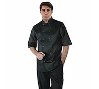 Whites Chefs Clothing A439-XS Whites Vegas Poly-Cotton Short Sleeve Chefs Jacket, Black, X-Small