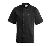 Whites Chefs Clothing Vegas Unisex Chefs Jacket Short Sleeve, Black, XL / Extra Large / X-Large, Chest Size: 48-50 inch / 122-127 cm, Polycotton, Double-Breasted Design, A439-XL