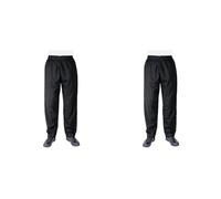 Whites Vegas Unisex Chef Trousers with Elasticated Waistband, Size: M / 34-36 inch, Black, Polycotton, Professional Appearance, Suitable for Commercial Laundering, A582-M (Pack of 2)