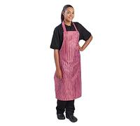 Whites Water-Resistant Chef's Bib Apron Kitchen Cooking and Barbecue for Men and Women | Red and White Stripe | Nylon | Size: 711(W) x 1016(L)mm | A581