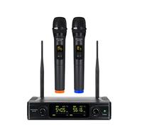 whitesand UHF Wireless Microphone System, Dual Wireless Mic Set w/ 2 Handheld Dynamic Microphones, 2x30 Frequencies, Color Coded Microphone for Singing, Home Karaoke, DJ, Church, Wedding (WSM-300)