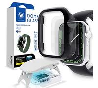 Whitestone Dome Glass for Apple Watch Series 7 (45mm) Tempered Glass Screen Protector [Liquid Dispersion Tech] With Case for Apple Watch 7 (45mm) - Two Pack