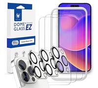 [Whitestone EZ] Glass 3pck + Cam 3pck [Dome Glass EZ] Full Coverage Glass Shield [Easy Install- JIG type included] by Whitestone for Apple iPhone 14 Pro- Three Pack (iPhone 14 Pro (6.1")