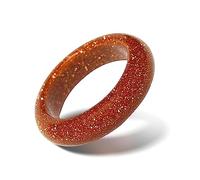 WHITESTONE JEWELRY CO. Birthstone Band Ring for Women and Men | Stackable 6mm Wide | Made from High-Grade Natural Stones | Maya Stone Ring Collection, 4 UK, Stone Gemstone, Goldstone