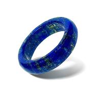 WHITESTONE JEWELRY CO. Maya Stone Ring Collection | Natural Stone Band for Women and Men | Stackable Ring | 6mm Width, 7, Stone Gemstone, Lapis Lazuli