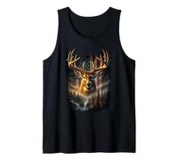 Whitetail Buck Deer Hunting American Flag 4th of July USA Tank Top
