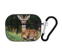 Whitetail Deer Fawn AirPod Pro Case, Anti Scratch Hard PC Cover with Keychain, AirPod Pro 2nd/1st Case Accessories for Women Men, Black-Style