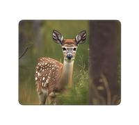 Whitetail Deer Fawn in Wilderness Stag Gaming Mouse Pad 10x12in, Cute Mouse Mat with Stitched Edges Non-Slip Waterproof Desk Pad Small Mousemat for Keyboard Home Office Gaming Work