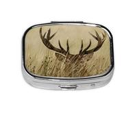 Whitetail Deer Fawn in Wilderness Stag,Meta Pill Box 2 Compartment Medicine Case,Portable Organizer