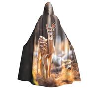 Whitetail Deer Fawn In Wilderness Stag Print 59inch Carnival Cape, Unisex Adult Hooded Cloak For Halloween Witch Vampire Wizard Cosplay