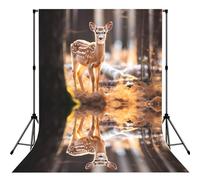 Whitetail Deer Fawn in Wilderness Stag Print Large 5×7ft Seamless Polyester Fabric Photo Backdrop Curtain for Portrait Photoshoot Party Video