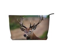 Whitetail Deer Fawn in Wilderness Stag Print Makeup Bag, Corduroy Cosmetic Bag Toiletry Bag, Multifunctional Travel Cosmetic Bag with Metal Zipper for Women Girls Gift