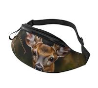 Whitetail Deer Fawn in Wilderness Stag Printed Fanny Pack for Men Women Crossbody Waist Bag Pack Bum Bag with Adjustable Strap for Hiking Running Travel Cycling