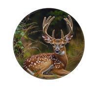 Whitetail Deer Fawn in Wilderness Stag Printed Gaming Mouse Pad 4 PCS, Round Non-Slip Rubber Base Laptop Mousepad Desk Mat for Gamer, Office, Home