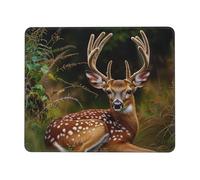 Whitetail Deer Fawn in Wilderness Stag Printed Gaming Mouse Pad 8x7.6 Inches, Non-Slip Rubber Base Laptop Mousepad Desk Mat with Stitched Edges for Gamer, Office, Home