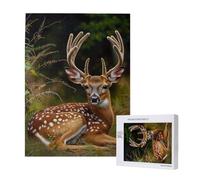 Whitetail Deer Fawn in Wilderness Stag Printed Jigsaw Puzzle with Storage Box, Wooden Puzzle for Adults and Kids, 500 Pieces Family Fun Decorative Game
