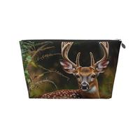 Whitetail Deer Fawn in Wilderness Stag Printed Travel Cosmetic Bags with Silver Zipper Makeup Organizer Cosmetic Case Toiletry Bag for Women Mom Girls