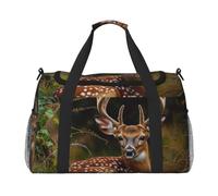 Whitetail Deer Fawn in Wilderness Stag Printed Travel Duffel Bag, Large Capacity Carry On Hand Luggage Weekend Bag for Women Men Gym Weekend