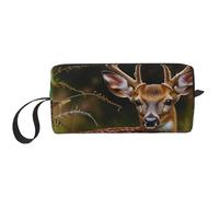 Whitetail Deer Fawn in Wilderness Stag Printed Travel Makeup Bag Portable Cosmetic Bag Makeup Case Toiletry Handbag Organiser for Women