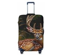 Whitetail Deer Fawn in Wilderness Stag Prints Elastic Luggage Cover with Invisible Zippers - Universal Suitcase Protector for Travel, Business Trips, S(18-21inch Suitcase)