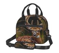 Whitetail Deer Fawn in Wilderness Stag Prints Lunch Bag Tote Bag for Women Men, Insulated Lunch Cooler Bag Organizer for School Picnic Work Outdoor