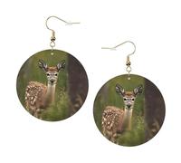 Whitetail Deer Fawn In Wilderness Stag Trendy Leather Earrings For Women Dangle 1 Pair Lightweight Printed Piercing Earrings Jewelry Gifts For Women Girls
