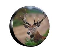 Whitetail Deer Fawn In Wilderness Stag Tyre Protection Cover, Waterproof And Sunproof Dustproof Spare Wheel Cover For Jeeps, Suvs, Trucks, Trailers 17 Inch