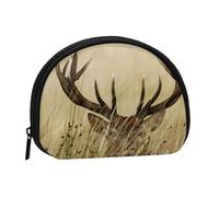 Whitetail Deer Fawn in Wilderness Stag, Women's Storage Bag Shell Makeup Bag Small Coin Purse Shell Change Pouch