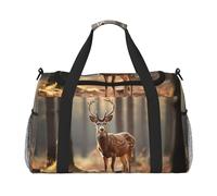 Whitetail Deer Fawn in Wilderness Stag2 print Carry on Luggage for Women Men Shoulder Weekender Crossbody Bag for Yoga Travel Must Haves, Black, One Size