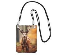 Whitetail Deer Fawn In Wilderness Stag3 Print Crossbody Bag For Women, Shoulder Bag Purse, Travel Sport Mini Phone Bag, Black, One Size
