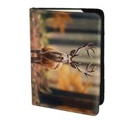 Whitetail Deer Fawn in Wilderness Stag3 print Leather Card Case Travel Accessories Passport Holder Cover Wallet for Women Men, Black, One Size