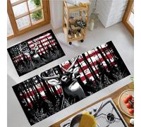 Whitetail Deer Kitchen Rug Sets, 2 Pieces Non Slip Kitchen Mat Sets,Washable American Flag Floor Mat for Hallway, Bedroom, Sink (Dark Gray, 43x75cm+43x150cm)