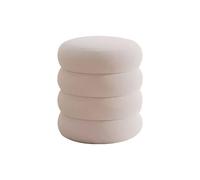 WhiteVanity Chair Solid Wood Makeup Stool Ottoman Seat for Living Room Stylish 40cm/15.7in Dressing Table Accent Furniture