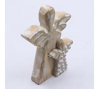 Whitewash Mango Wood Angel Figurine - Love & Protection Gift