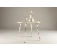 Whitewash Plaza 100Cm Round Dining Table With Steel Natural Look Legs