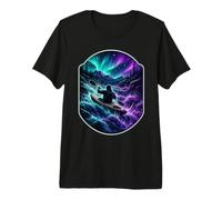 Whitewater Kayaking Aurora Borealis Night Sky Premium T-Shirt