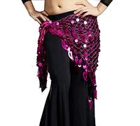 Whitewed Sequin Triangle Gypsy Belly Dance Dancing Tribal Hip Cover Belts Scarf Accessories Magenta