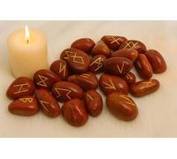 Whitewhale Red Jasper Rune Stones Tumbled Engraved Lettering Crystal Set Healing Chakra Reiki