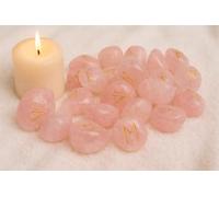 Whitewhale Rose Quartz Rune Stones Tumbled Engraved Lettering Crystal Set Healing Chakra Reiki