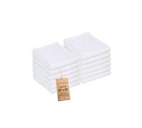 WHITEWRAP Flour Sack Kitchen Towels |Cotton Blank Dish Cloth | Tea Towel Crafting Embroidery|Thick Absorbent Quick Dry | Baking Bread Proofing Breathable Linen Cover, Set of 50, 14 x 12 Inch,White