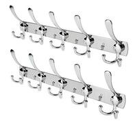 WHITGO Wall Mount Coat Hook, 2 Pack 15 Hooks Stainless Steel Wall Coat Hangers Rack Durable Robe Hat Clothes Hooks