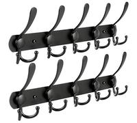 WHITGO Wall Mounted Coat Hooks, 2 Pack 15 Hooks Stainless Steel Wall Coat Hook Rail for Hat Towel Purse Robes Mudroom Bathroom Entryway