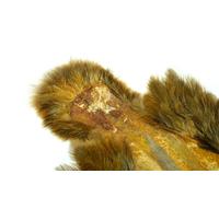 Whiting Brahma Hen Soft Hackle Chickabou Mottled Grey dyed Dark Olive - Mottled Grey dyed March Brown