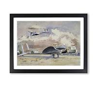 Whitley Bombers Sunning By Paul Nash Classic Painting Framed Print | A3 Black Framed Wall Art | Ready to Hang | Classic Historical Picture | Living Room Bedroom Lounge Office