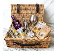 Whitley Neill Rhubarb & Ginger Gin 16" Luxury Gift Hamper 70cl 43% ABV with Cocktail Shaker, Tonic Cans Metal Glass Truffles & Candle - Premium Gin Gift Set UK