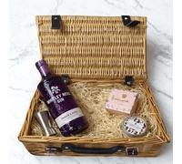 Whitley Neill Rhubarb & Ginger Gin Gift Hamper 70cl 43% ABV | Sea Salt Caramel Chocolates, Silver Jigger, Scented Candle, Premium Flavoured Gin Gift Set UK