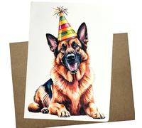 Whitman and Daughter German Shepherd Birthday Card, Premium Textured Felt Paper, Blank Inside, 5x7 Inches, with Kraft Envelope, Made in USA - 1269
